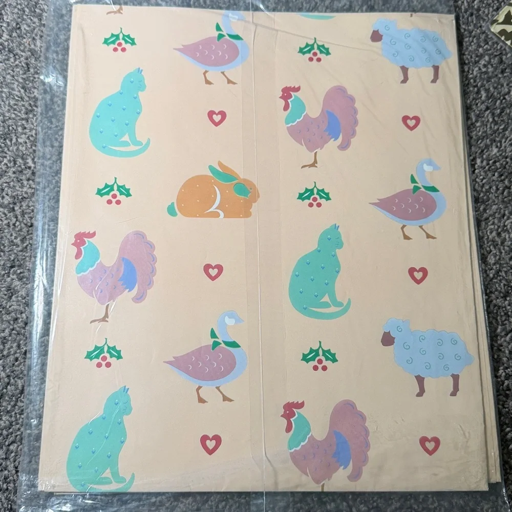 5/$25 VINTAGE Birthday Wrapping Paper Country Animals